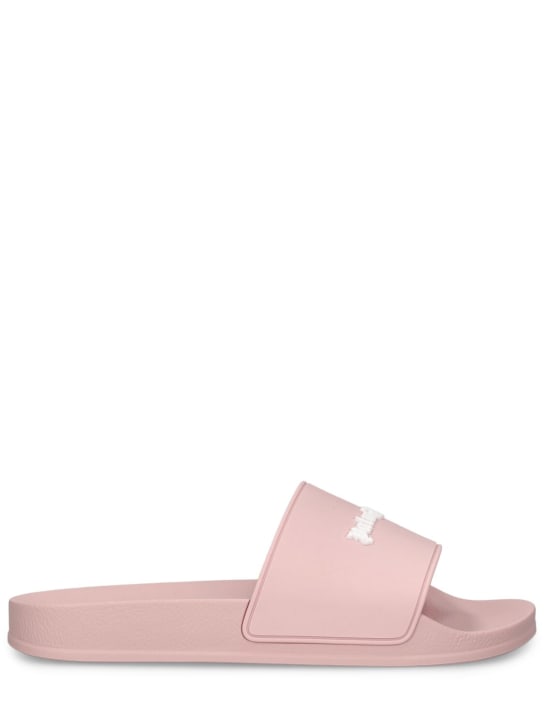 Palm Angels: 20mm Essential logo rubber pool slides - Pink - women_0 | Luisa Via Roma