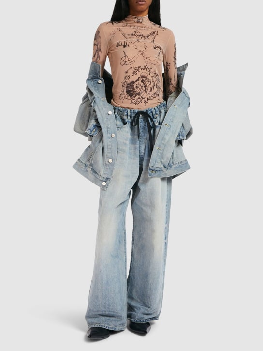 Balenciaga: Pantalon baggy oversize en denim - Outback Blue - women_1 | Luisa Via Roma