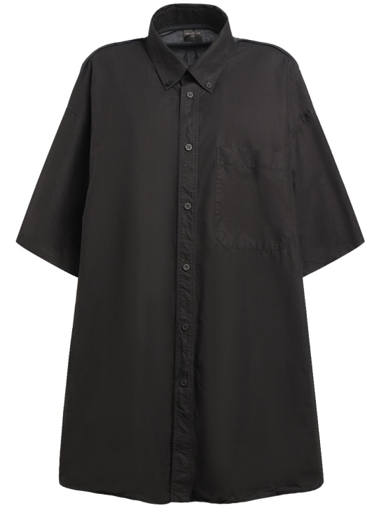 Balenciaga: Hybrid 코튼 포플린 반팔 셔츠 - 블랙 - women_0 | Luisa Via Roma
