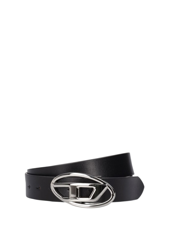 Diesel: 3cm 1DR Reversible leather belt - Black - women_0 | Luisa Via Roma