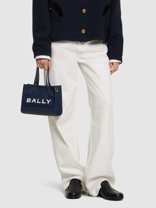 Bally: XS Bar Keep On organic cotton bag - Marine Blue - women_1 | Luisa Via Roma