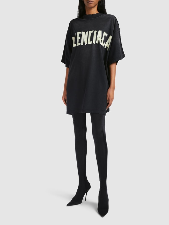 Balenciaga: T-Shirt aus Baumwolle mit Logo und Druck - Washed Schwarz - women_1 | Luisa Via Roma