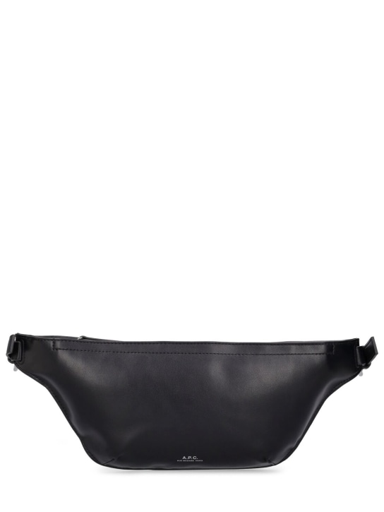 A.P.C.: Logo recycled faux leather belt bag - Black - men_0 | Luisa Via Roma