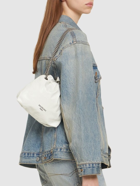 Balenciaga: XS Crush leather tote bag - Optic White - women_1 | Luisa Via Roma