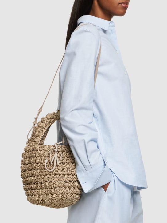 JW Anderson: Popcorn crochet basket bag - Grey - women_1 | Luisa Via Roma