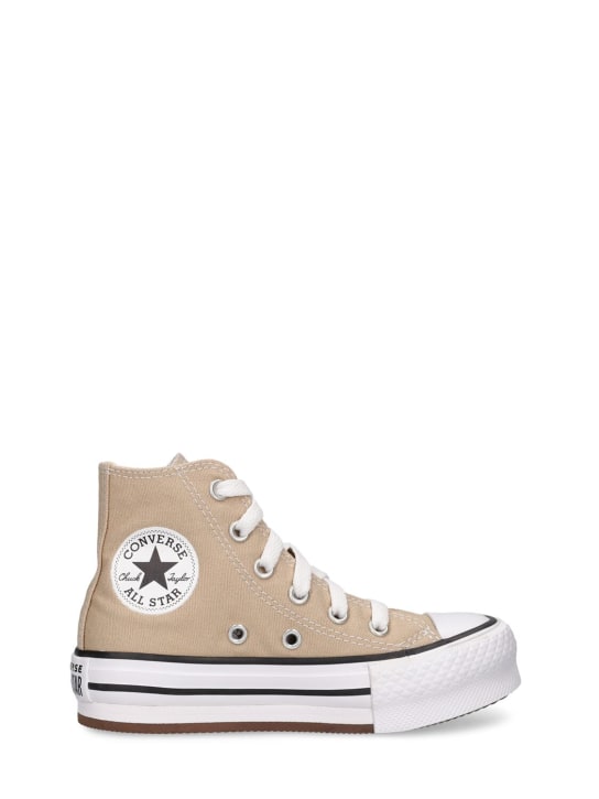 Converse: Chuck Taylor canvas lace-up sneakers - Beige - kids-girls_0 | Luisa Via Roma