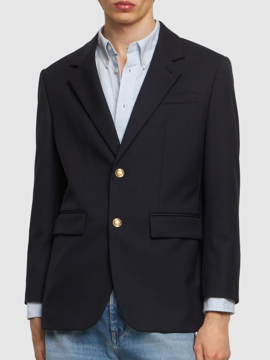 Dunst: 2-button wool blend unisex blazer - Navy - men_3 | Luisa Via Roma