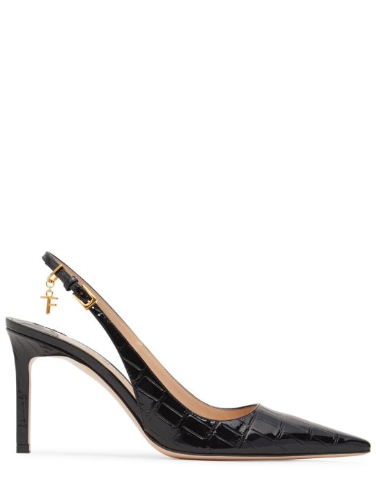 Tom Ford: Zapatos destalonados de piel efecto cocodrilo 85mm - Negro - women_0 | Luisa Via Roma
