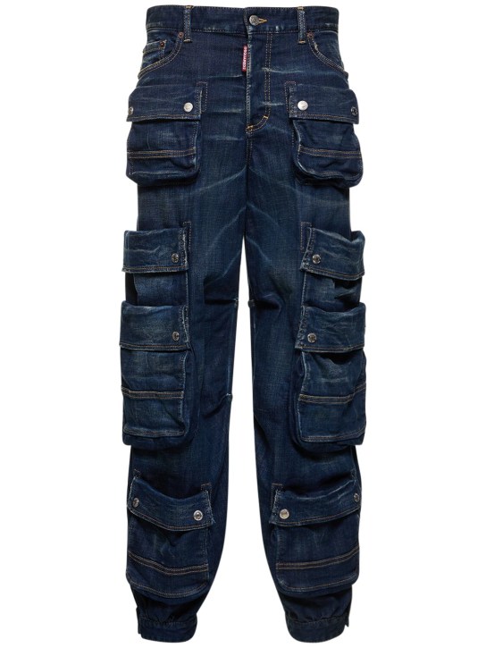 Dsquared2: Low-rise wide denim cargo jeans - Navy - women_0 | Luisa Via Roma