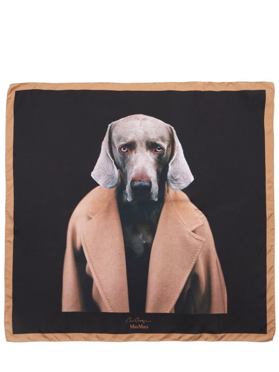 Max Mara: Madame dog silk scarf - Cammello - women_0 | Luisa Via Roma
