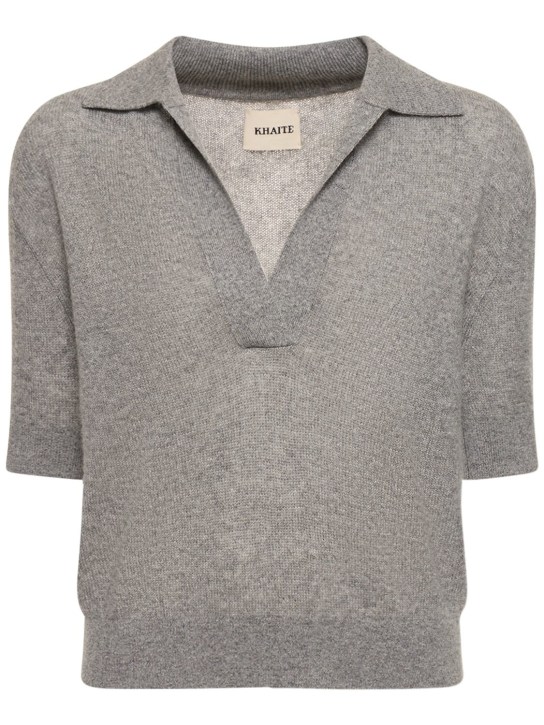 Khaite: Shrunken Jo cashmere blend sweater - Gri - women_0 | Luisa Via Roma