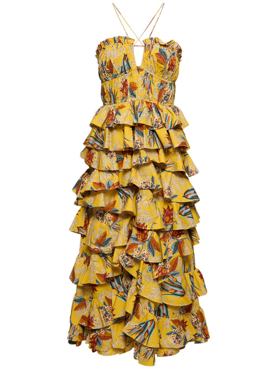 Ulla Johnson: Josefine printed cotton midi dress - Sarı/Renkli - women_0 | Luisa Via Roma