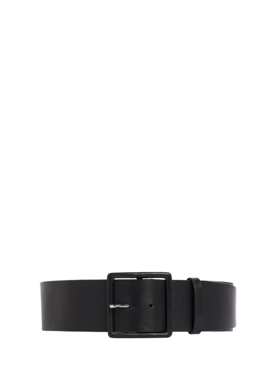 Max Mara: 60mm Comfy leather belt - Black - women_0 | Luisa Via Roma