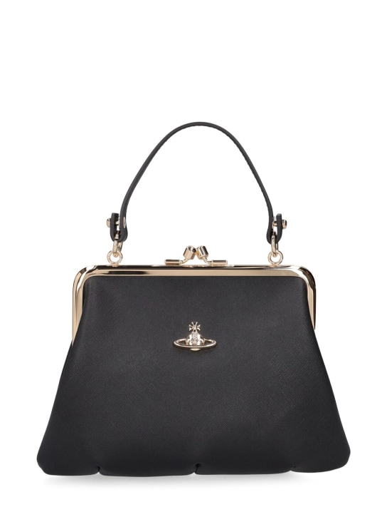 Vivienne Westwood: Granny frame faux leather top handle bag - women_0 | Luisa Via Roma