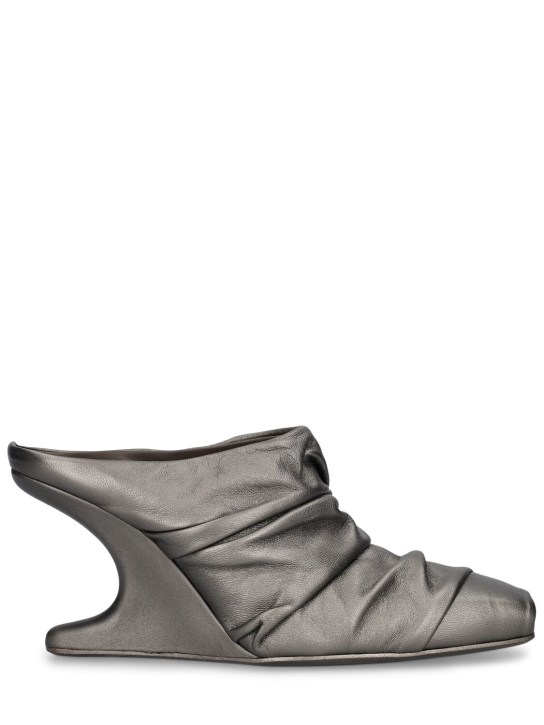 Rick Owens: 80mm Cantilever leather mules - Gri - women_0 | Luisa Via Roma