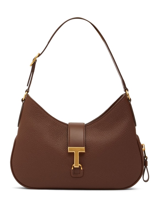 Tom Ford: Medium Monarch grain leather bag - Saddle Brown - women_0 | Luisa Via Roma