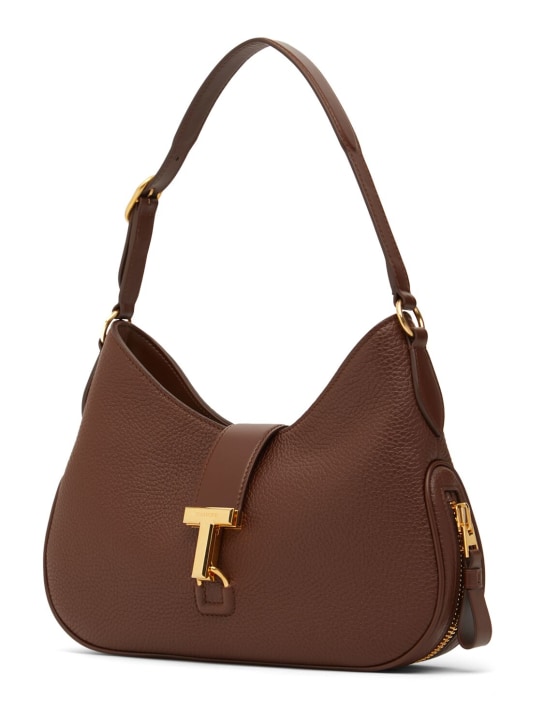 Tom Ford: Medium Monarch grain leather bag - Saddle Brown - women_1 | Luisa Via Roma