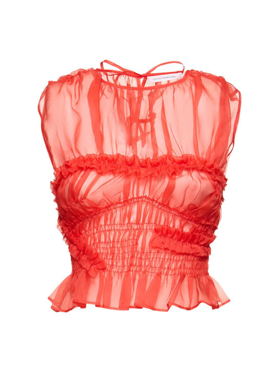 Cecilie Bahnsen: Uphi silk organza sleeveless top - Kırmızı - women_0 | Luisa Via Roma