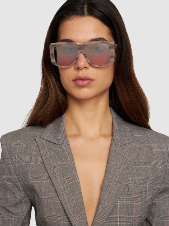 Max Mara: Spark mask acetate sunglasses - Beige/Brown - women_1 | Luisa Via Roma
