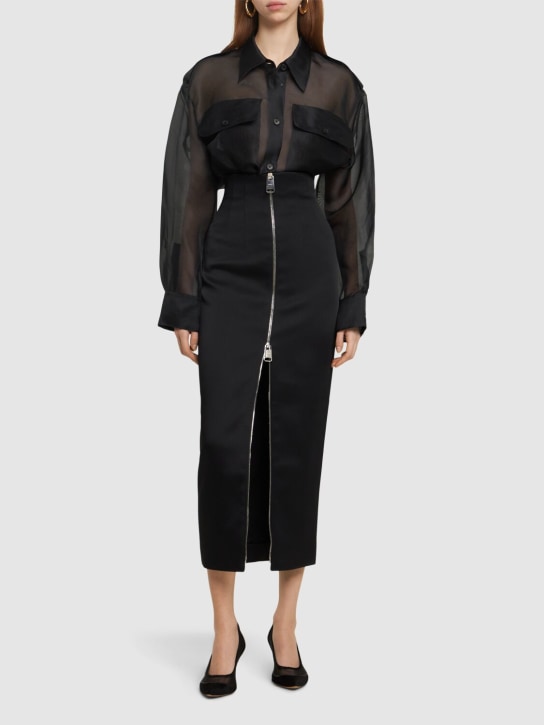 Khaite: Ruddy zipped long skirt - Siyah - women_1 | Luisa Via Roma