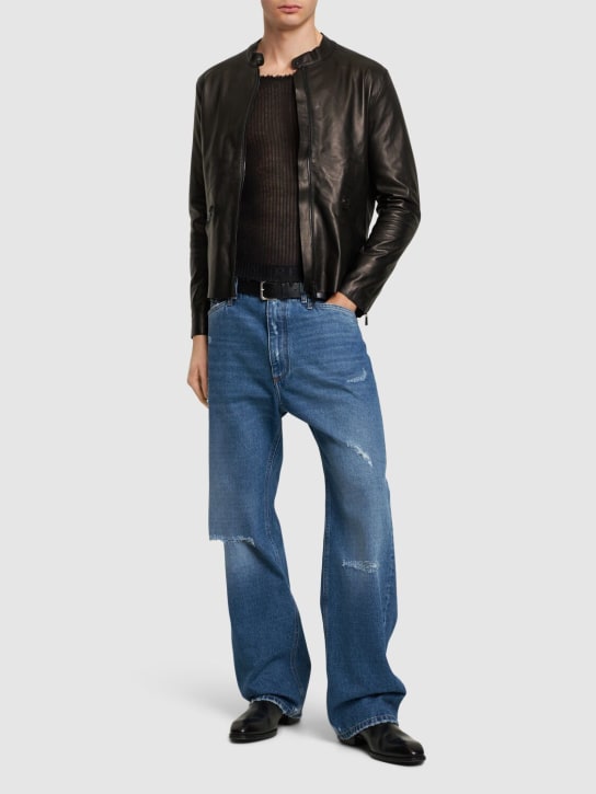 Dolce&Gabbana: Distressed denim wide jeans - Mavi - men_1 | Luisa Via Roma