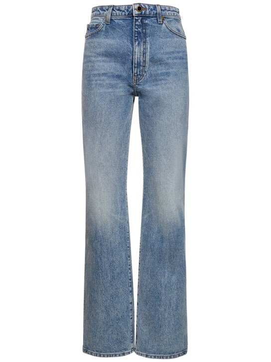 Khaite: Jeans rectos con talle alto - Azul - women_0 | Luisa Via Roma