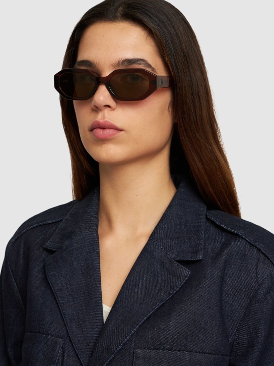 The Attico: Irene squared acetate sunglasses - Kahverengi - women_1 | Luisa Via Roma