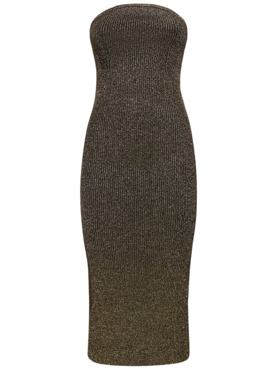 Khaite: Rumer wool blend midi dress - Altın Rengi - women_0 | Luisa Via Roma