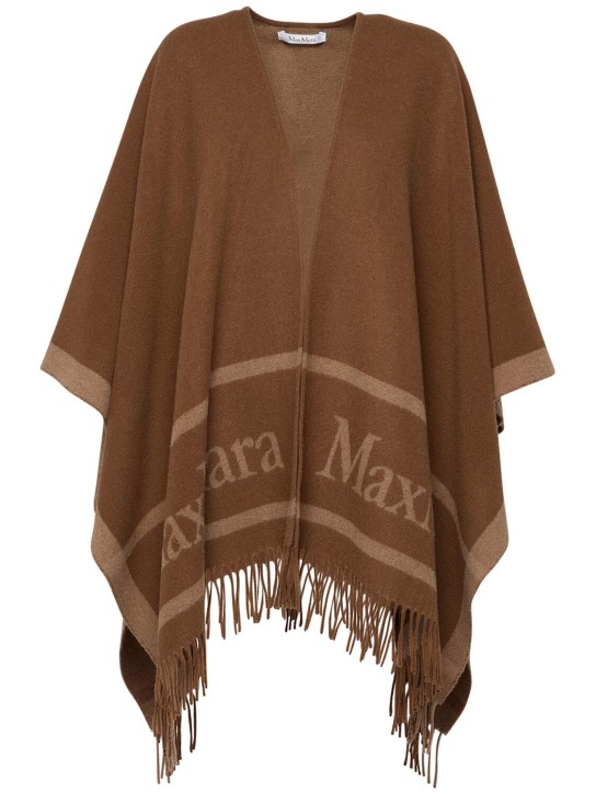 Max Mara: Hilde wool cape - Brown - women_0 | Luisa Via Roma