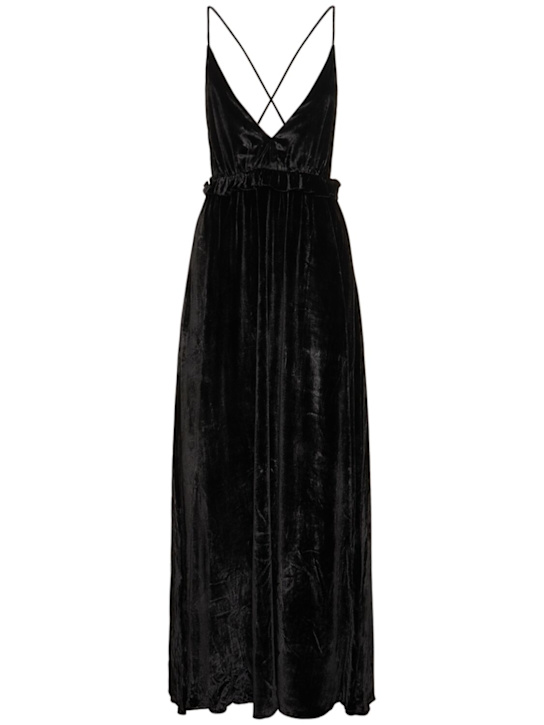 Ulla Johnson: Lavinia viscose & silk long gown - Black - women_0 | Luisa Via Roma