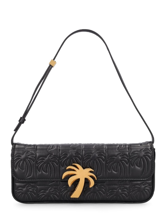 Palm Angels: Bridge leather shoulder bag - Black - women_0 | Luisa Via Roma