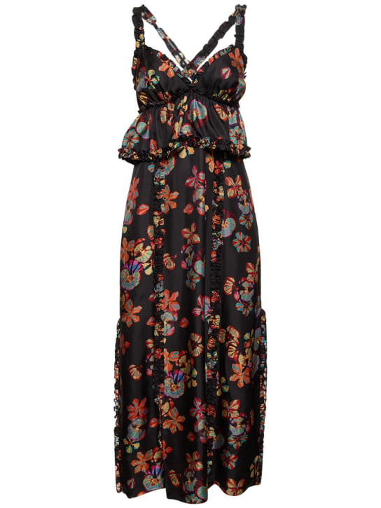 Ulla Johnson: Sigrid printed silk midi dress - Nero/Multicolor - women_0 | Luisa Via Roma