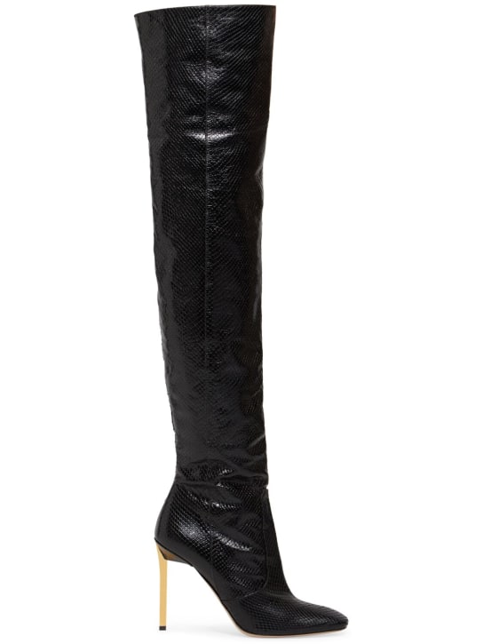 Tom Ford: 105mm Glossy python print leather boots - Black - women_0 | Luisa Via Roma
