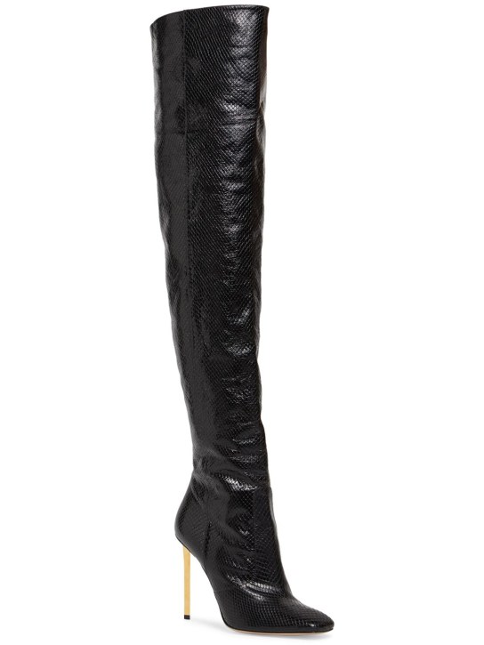 Tom Ford: 105mm Glossy python print leather boots - Black - women_1 | Luisa Via Roma