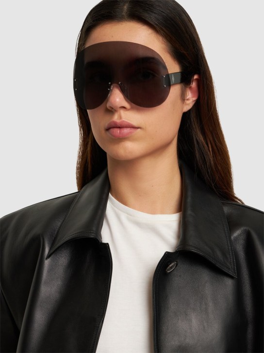 The Attico: Karl oversize mask acetate sunglasses - Siyah - women_1 | Luisa Via Roma