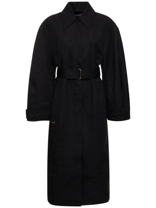 Jacquemus: Trench-coat en coton et lin Le Trench Bari - Noir - women_0 | Luisa Via Roma