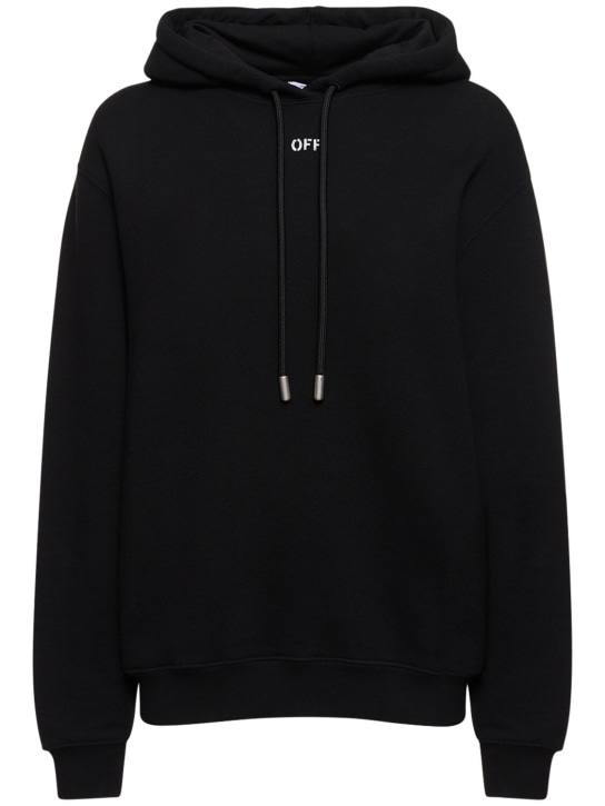 Off-White: Diag embroidered regular cotton hoodie - Siyah - women_0 | Luisa Via Roma