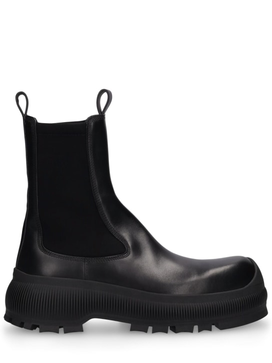 Jil Sander: 35mm Leather ankle boots - Siyah - women_0 | Luisa Via Roma