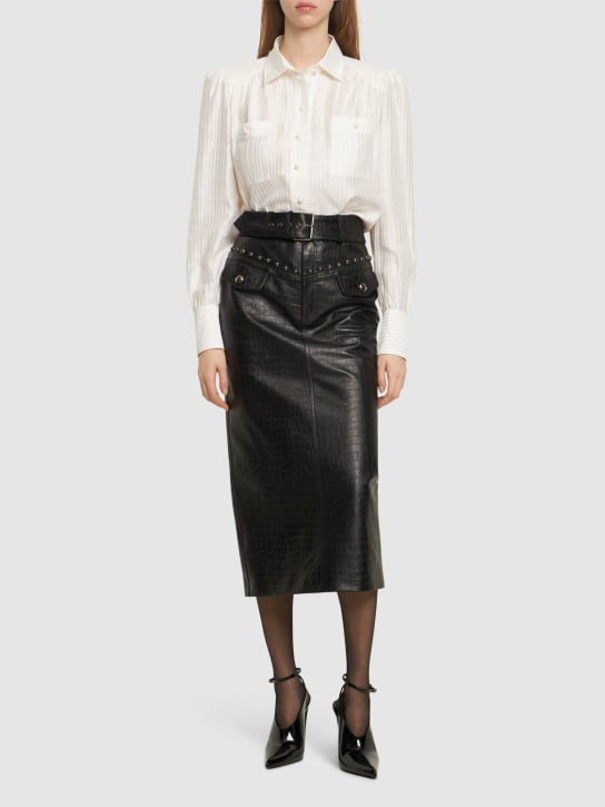 Alessandra Rich: Hemd aus Seidenjacquard mit Taschen - Weiß - women_1 | Luisa Via Roma