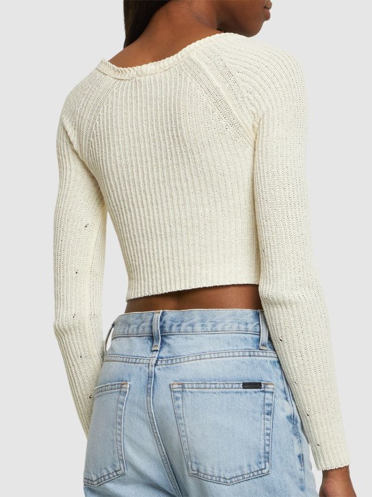 Blumarine: Cotton blend knit crop cardigan - women_2 | Luisa Via Roma
