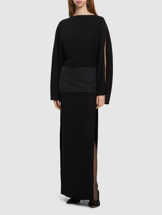 Khaite: Nanette viscose midi dress - Black - women_1 | Luisa Via Roma