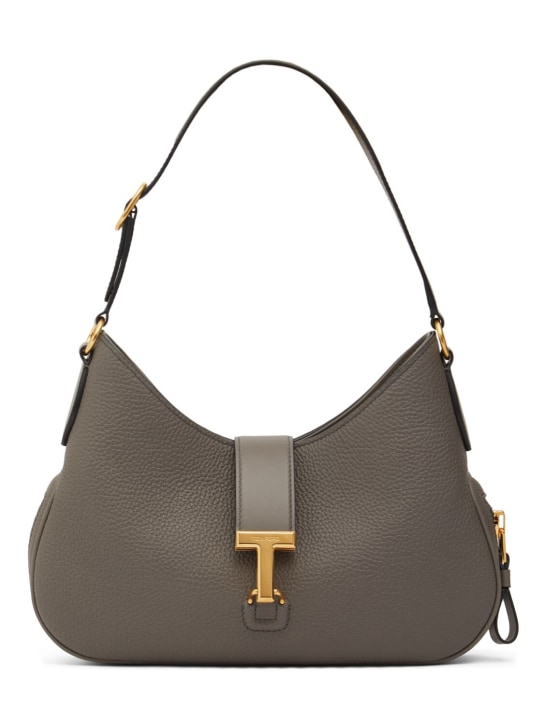 Tom Ford: Medium Monarch grain leather bag - Graphite - women_0 | Luisa Via Roma