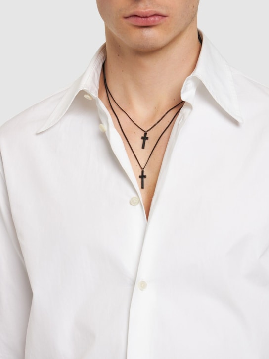 Dsquared2: Jesus double chain necklace - Siyah - men_1 | Luisa Via Roma