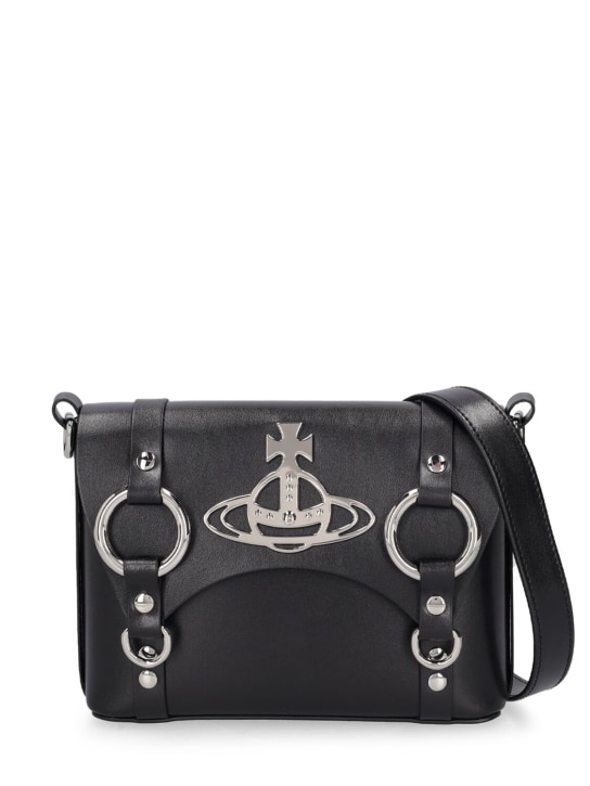 Vivienne Westwood: Kim smooth leather crossbody bag - Black - women_0 | Luisa Via Roma