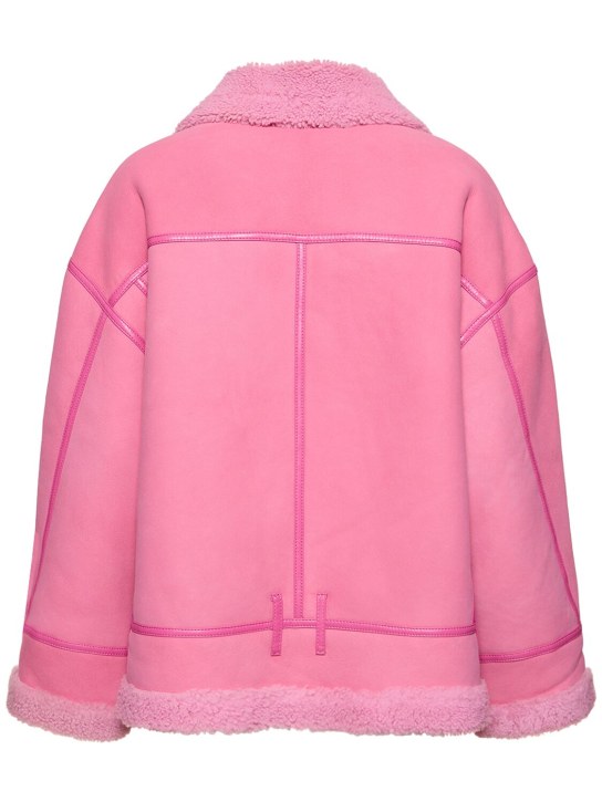 David Koma: Suede shearling jacket - Fuchsia - women_5 | Luisa Via Roma