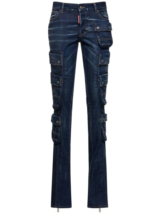 Dsquared2: Low-rise straight denim cargo jeans - Mavi - women_0 | Luisa Via Roma
