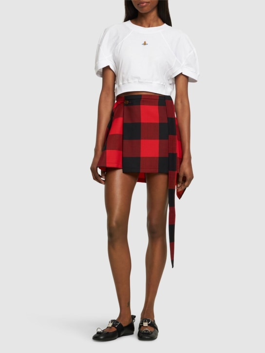 Vivienne Westwood: T-shirt cropped in cotone con logo - women_1 | Luisa Via Roma