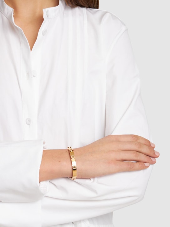 Tory Burch: Miller Stud pavé hinge bracelet - Gold/Crystal - women_1 | Luisa Via Roma
