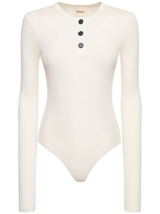 Khaite: Janelle cotton blend bodysuit - Beyaz - women_0 | Luisa Via Roma