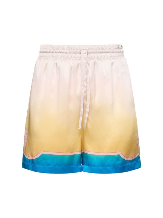 Casablanca: Shorts de seda con con cordón - Multicolor - men_0 | Luisa Via Roma